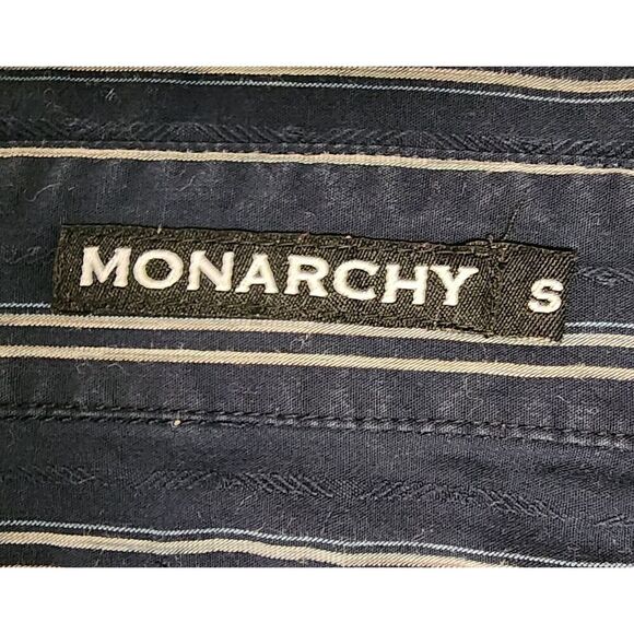 Mens Monarchy Button Down Embroidered Raw Hem Detail Size Small - Picture 7 of 9